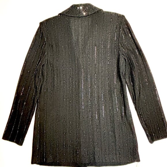 St. John Evening Black by Marie Gray Sequin Knit 2-Piece Pantsuit 4/6 - Picture 6 of 8